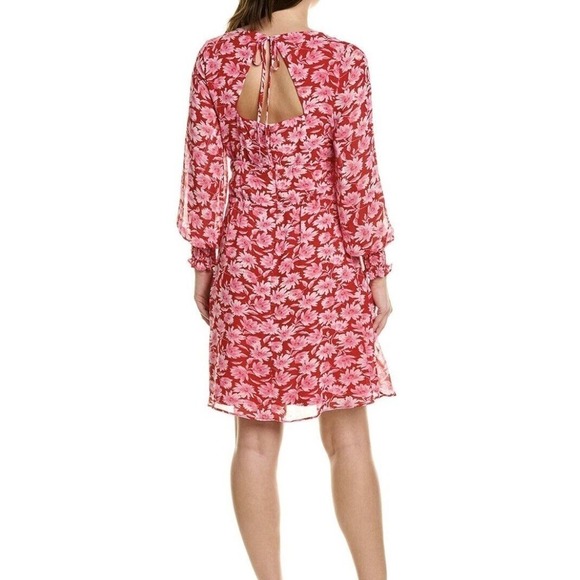 NWT Julia Jordon Red Pink Floral Long Sleeve Dress SZ 12 knee length - Picture 2 of 12